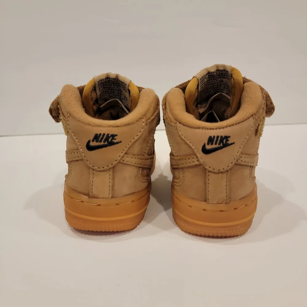 Baby (TD) Nike Air Force 1 Mid WB 'Flax' AH0757-203 High Top Sneakers Boot 6 c